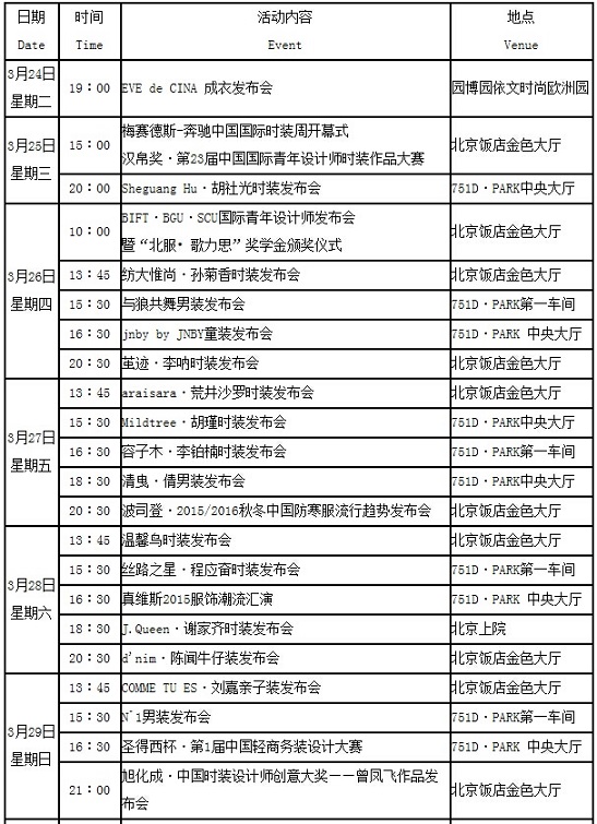 梅賽德斯-奔馳中國國際時裝周(2015/16秋冬系列)24日啟幕